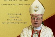 Nadbiskup Križić i biskup Medo u petak predslave misu na 5 obljetnicu smrti biskupa Bogovića